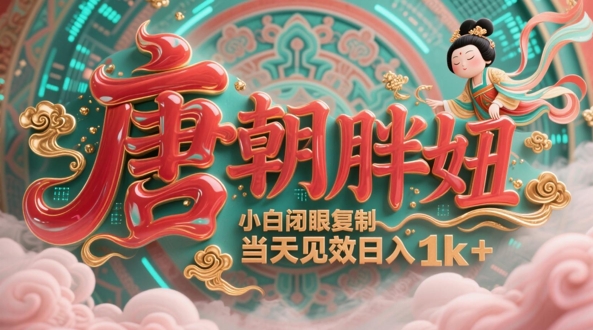 用AI克隆“唐朝胖妞”日更3条，平台疯狂推流，小白闭眼复制，当天见效，日入1k+-庄子聊项目