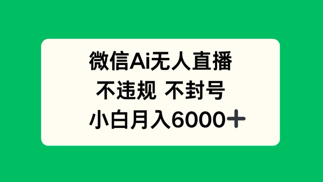 微信AI无人直播，不违规 不封号 ，小白月入6000+-庄子聊项目