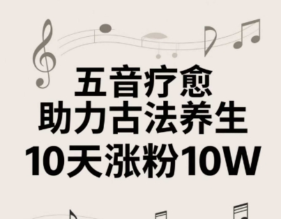 古法五音养生教程，五音疗愈的视频的制作方法，2-4小时就能学会，作者10天涨粉10W-庄子聊项目