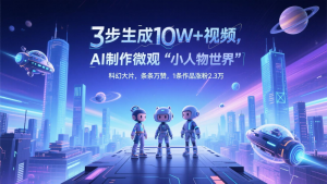 三步生成10W+视频，AI制作微观“小人物世界”科幻大片，条条万赞，1条作品涨粉2.3万-庄子聊项目
