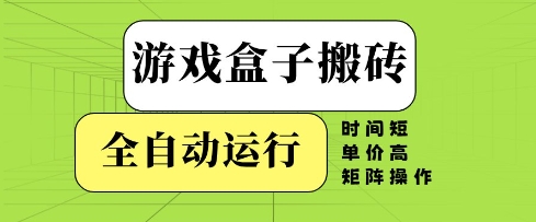 游戏盒子搬砖，全自动运行，无需人工，时间短、单价高、矩阵操作【揭秘】-庄子聊项目