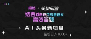 揭秘头条问答新玩法！结合deepseek高效答题，轻松日入1000+-庄子聊项目