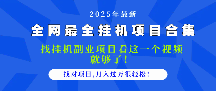 2025最全挂机项目合集 找项目看这一个视频就够了，做对项目月入过万很…-庄子聊项目