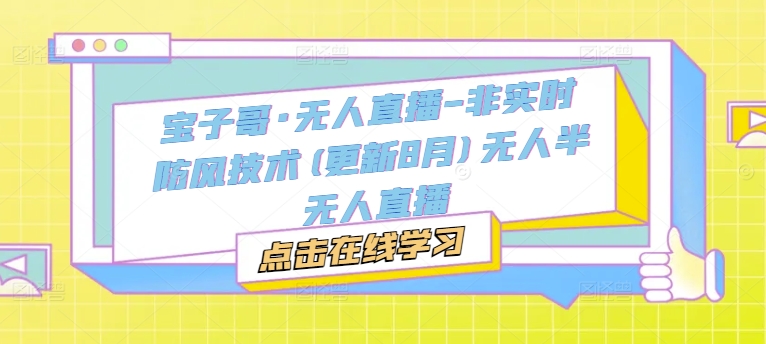 宝子哥·无人直播-非实时防风技术(更新25年5月)无人半无人直播-庄子聊项目
