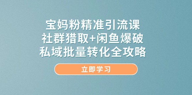 宝妈粉精准引流课，社群猎取+闲鱼爆破，私域批量转化全攻略-庄子聊项目