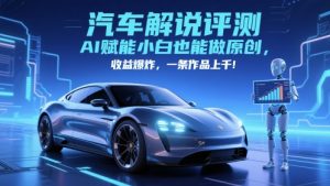 抖音汽车解说评测赛道，AI赋能小白也能做原创，收益爆炸，一条作品上千-庄子聊项目