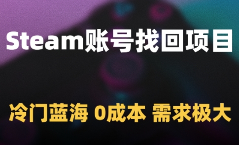 Steam账号找回项目，冷门蓝海，0成本，需求极大-庄子聊项目