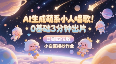 AI生成萌系小人唱歌，0基础3分钟出片，28个作品涨粉8.9W，单条最高19W赞，日入四位数，小白直接抄作业-庄子聊项目