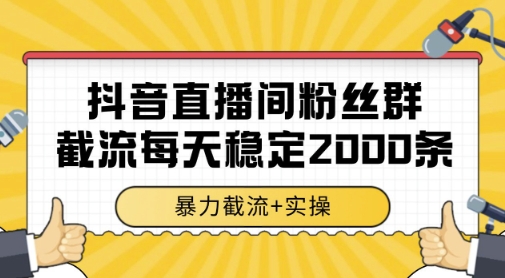抖音直播间粉丝群暴力截流，一台电脑每天稳定2000条数据，暴力截流+实操 【揭秘】-庄子聊项目