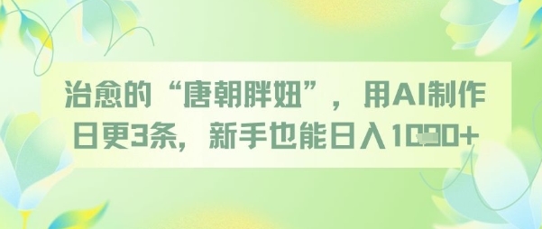 治愈的“唐朝胖妞”，用AI制作日更3条，新手也能日入多张-庄子聊项目