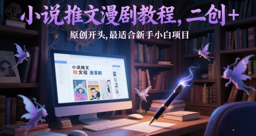 小说推文漫剧教程，二创+原创开头，最适合新手小白项目-庄子聊项目