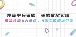 投流平台策略,策略优化实操,解决投流5大痛点,4步实现精准引流-庄子聊项目