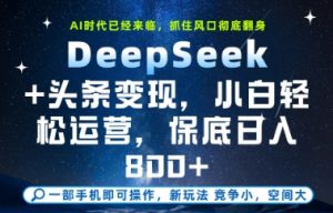 DeepSeek+头条变现，保姆级教学，小白轻松上手，日入8张+【揭秘】-庄子聊项目