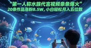第一人称水族代言视频条条爆火，20条作品涨粉8.5W，小白轻松月入五位数-庄子聊项目