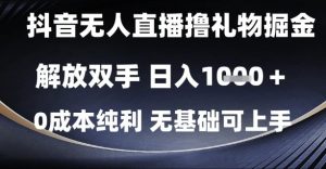 抖音无人直播撸礼物掘金，解放双手，日入1k，0成本纯利，无基础可上手【揭秘】-庄子聊项目