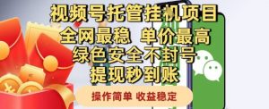 视频号托管挂G项目全网最稳,单价最高,绿色安全不封号提现秒到账,操作简单,收益稳定【揭秘】-庄子聊项目