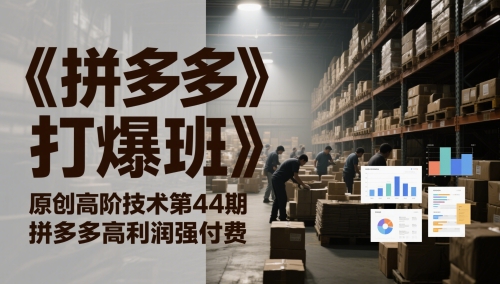 《拼多多打爆班》原创高阶技术第44期，拼多多高利润强付费-庄子聊项目