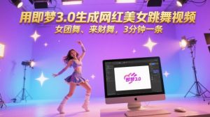 用即梦3.0生成网红美女跳舞视频，女团舞、来财舞，3分钟一条-庄子聊项目