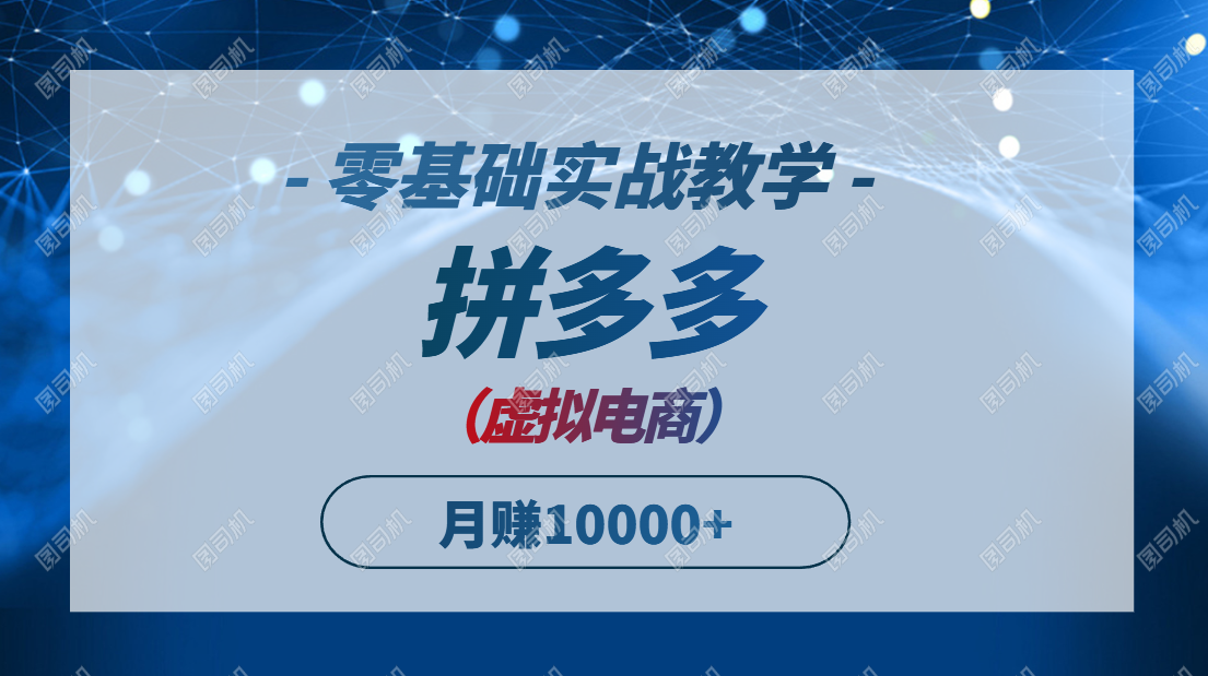 拼多多虚拟电商，零基础实战教学，快速打爆商品，新手也能月入10000+-庄子聊项目