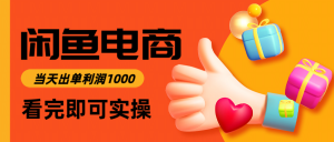 闲鱼高利润电商，入门到出单只需3小时，每天利润1000-庄子聊项目