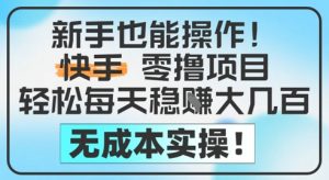 新手也能操作,快手零撸挣米,轻松每天挣2-5张,完全无成本-庄子聊项目