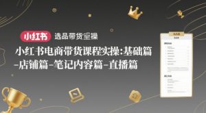 小红书电商带货课程实操:基础篇-选品篇-店铺篇-笔记内容篇-直播篇-庄子聊项目