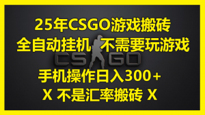 25年CSGO游戏搬砖，全自动挂机，不需要玩游戏，手机操作日入300+。(不…-庄子聊项目