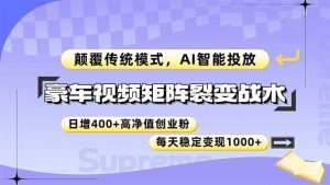 豪车视频矩阵裂变战术，颠覆传统模式，AI智能投放，日增400+高净值创业…-庄子聊项目