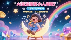 AI生成萌系小人唱歌！0基础3分钟出片，28个作品涨粉9万，日赚四位数，小白直接抄作业-庄子聊项目