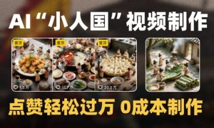 爆款1000W+播放微缩景观迷你小人国AI视频0成本制作全流程教学-庄子聊项目