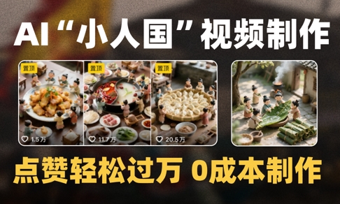 爆款1000W+播放微缩景观迷你小人国AI视频0成本制作全流程教学-庄子聊项目