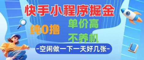 快手小程序掘金，纯0撸，单价高不养机 利用空闲时间做一做，一天好几张【揭秘】-庄子聊项目