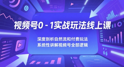 视频号0-1实战玩法线上课，深度剖析自然流和付费玩法，统性讲解视频号全部逻辑-庄子聊项目
