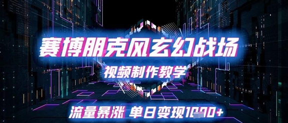 赛博朋克风玄幻战场视频制作教学，流量暴涨单日变现1k+-庄子聊项目