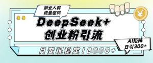 DeepSeek+创业粉精准引流,全新分享课4.0玩法,AI矩阵日引300+,多种变现方式,稳定月入1W-庄子聊项目
