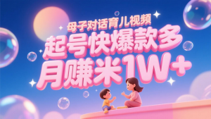 AI生成母子对话育儿类视频，起号快爆款多，小白宝妈轻松学，多渠道变现，月赚米1W+-庄子聊项目