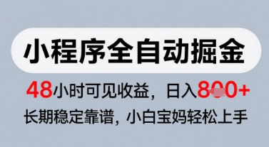 微信小程序全自动掘金，快速见收益，长期稳定靠谱，零基础友好，日入8张【揭秘】-庄子聊项目