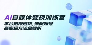 AI自媒体变现训练营,平台选择避坑,低粉账号高变现方法全解析-庄子聊项目