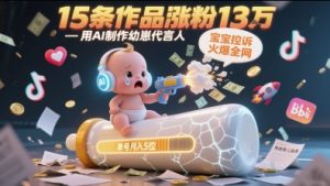 用AI制作幼崽代言人,宝宝的控诉火爆全网,15条作品涨粉13W,单号月入5位数实操教程-庄子聊项目