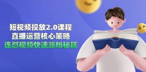 短视频投放2.0课程，直播运营核心策略，连怼视频快速涨粉秘籍-庄子聊项目