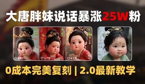 AI大唐胖贵妃说话2.0，40条视频暴涨40w粉，附独家变现攻略-庄子聊项目