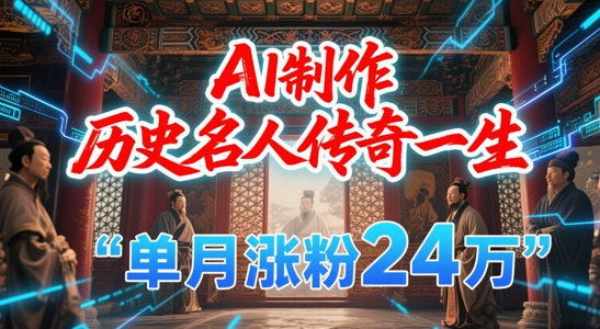 暴力起号！用AI制作历史名人传奇一生，单月涨粉24W，涨粉+变现赛道黑马来了-庄子聊项目