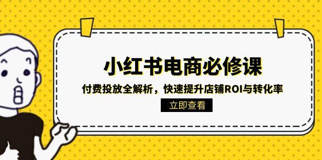 小红书电商必修课：付费投放全解析，快速提升店铺ROI与转化率-庄子聊项目