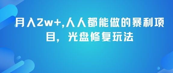 月入2w+，人人都能做的暴利项目，光盘修复玩法-庄子聊项目