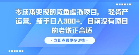 零成本变现的咸鱼虚拟项目， 轻资产运营，新手日入3张+，目前没有项目的老铁正合适-庄子聊项目