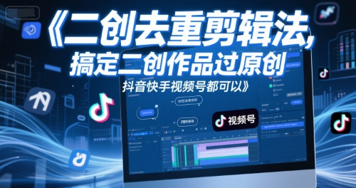 短视频二创去重剪辑法，搞定二创作品过原创，抖音快手视频号都可以-庄子聊项目