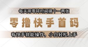 零撸快手首码，每天用零碎时间搞个一两张，有快手就能操作小白轻松上手【揭秘】-庄子聊项目