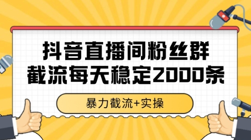 抖音直播间粉丝群暴力截流，一台电脑每天稳定2000条数据【揭秘】-庄子聊项目