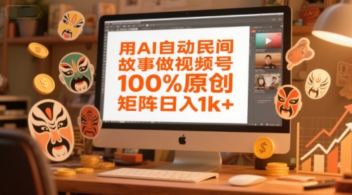 用AI自动民间故事做视频号，100%原创，矩阵日入1k+-庄子聊项目