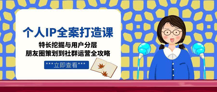 个人IP全案打造课，特长挖掘与用户分层，朋友圈策划到社群运营全攻略-庄子聊项目